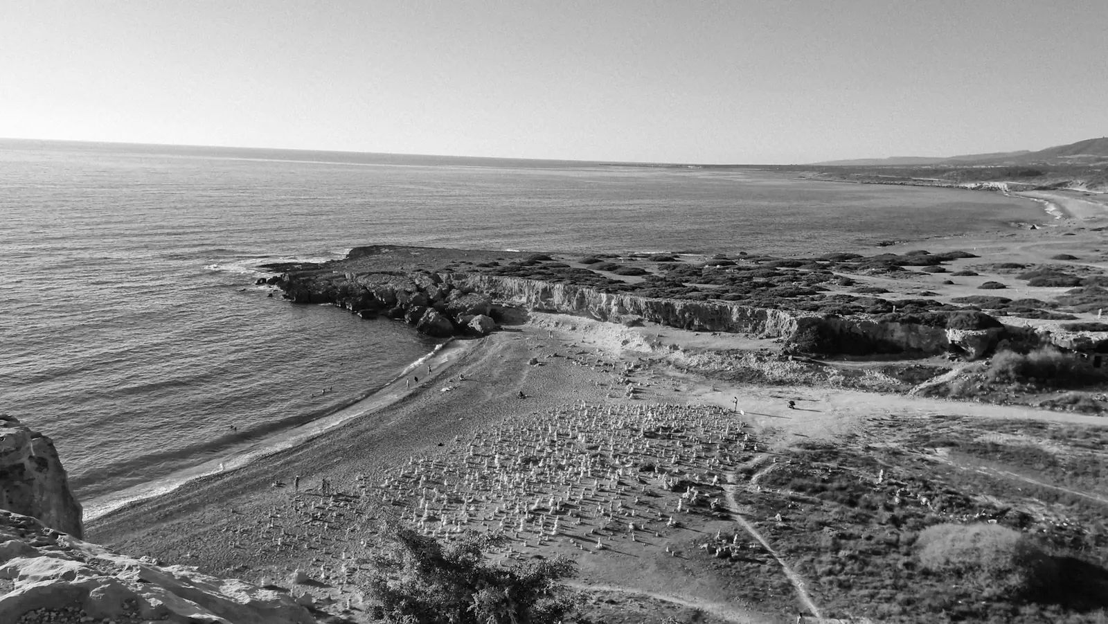Rocky coastline meeting a calm sea in Cyprus