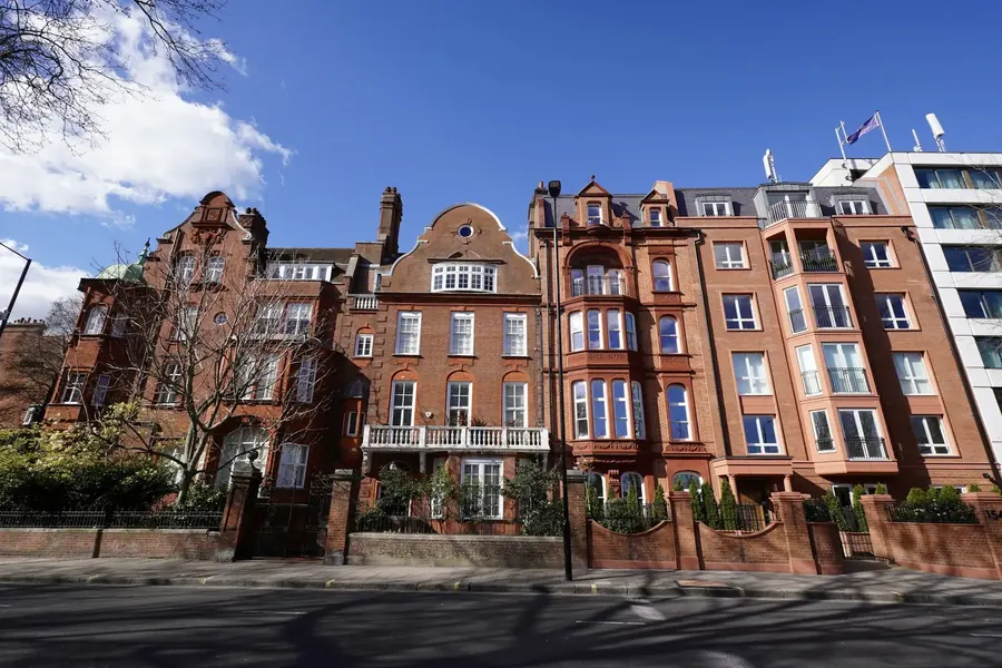 Red-brick townhouses on a London street