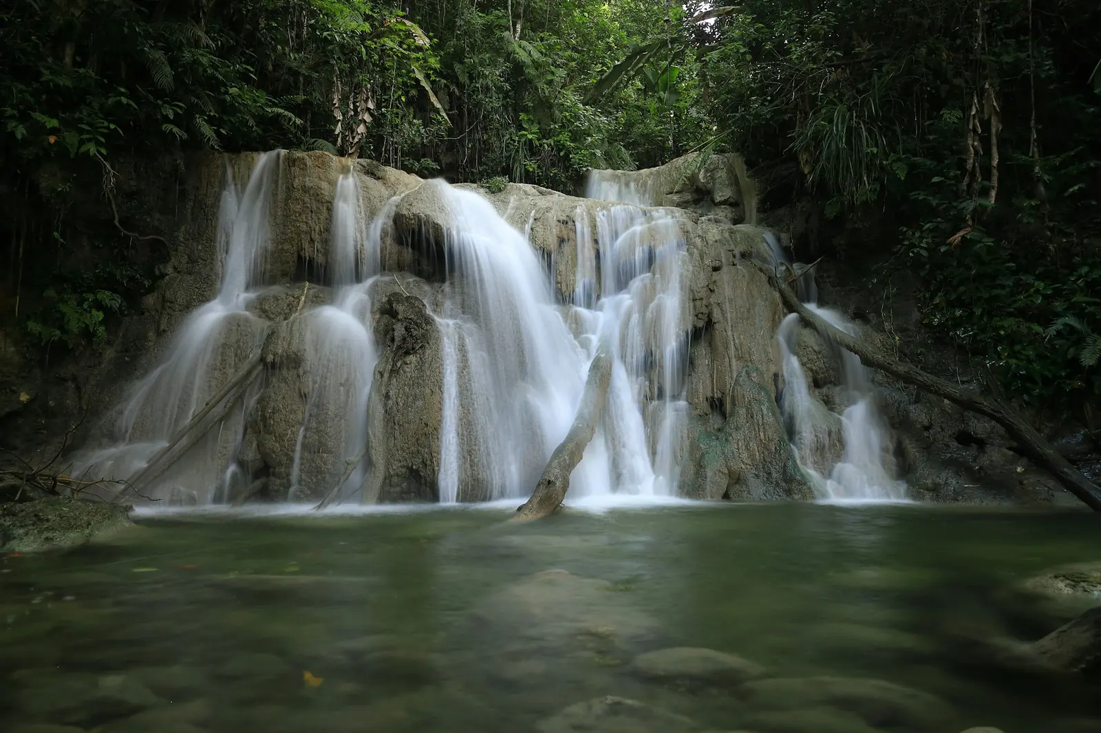 A waterfall in Dominica's rainforest