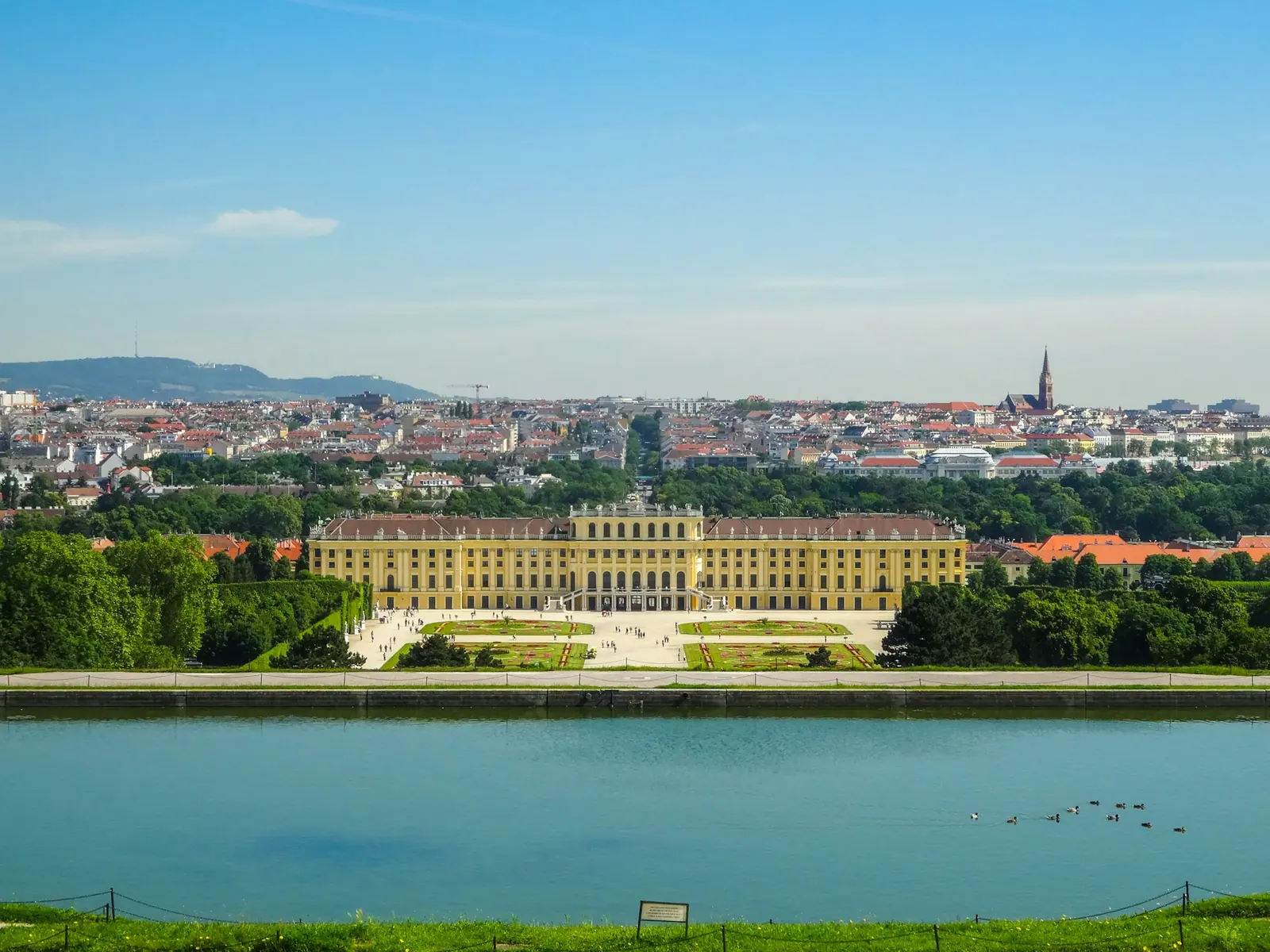 Schönbrunn Palace with the Vienna skyline behind